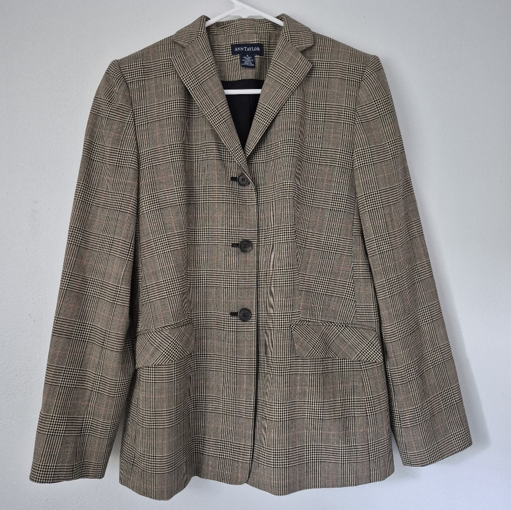 Vintage Ann Taylor Plaid Wool Blazer